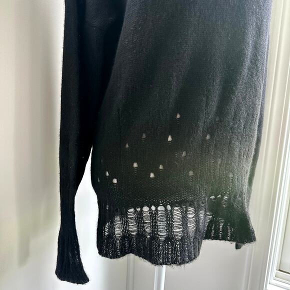 Skull Cashmere Black Sz Small Edgy 100% Cashmere Sweater Designer Luxe Knit - Picture 3 of 6